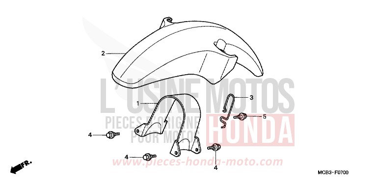 FRONT FENDER for Transalp 650 ACCURATE SILVER METALLIC (NH146) from 2001